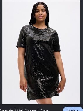 NWT Gap Sequin T-Shirt Mni Dress Black XXL